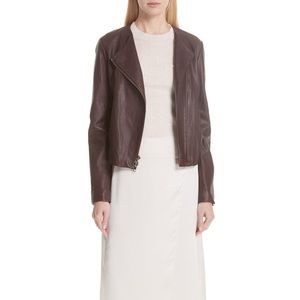 Vince Plum Zip Cross Front Leather Jacket